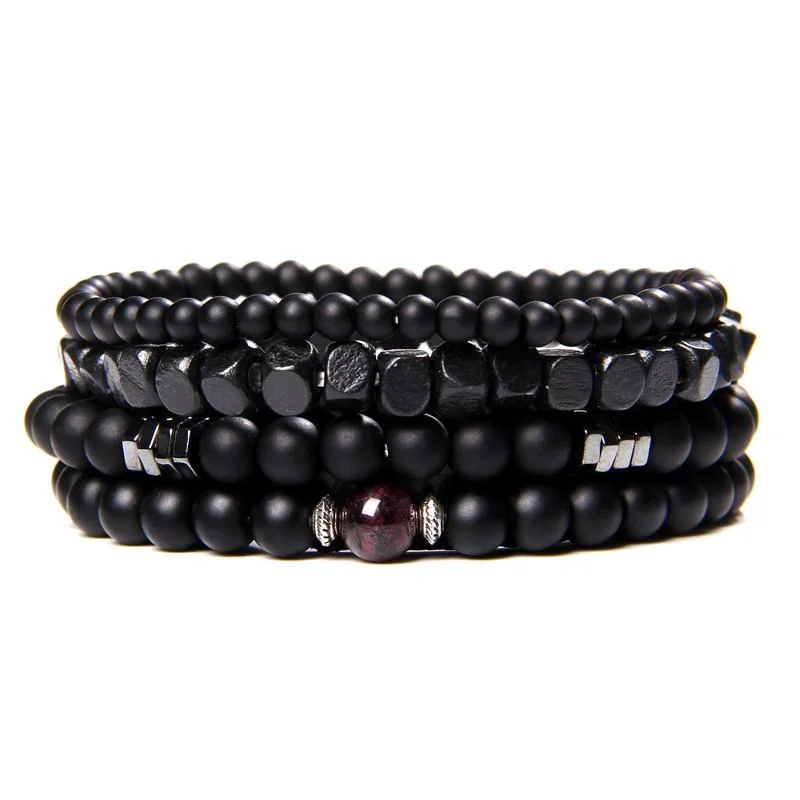 Consistent Nicolas Pulsera multicapa de cuero y cuentas de piedra natural Outstanding