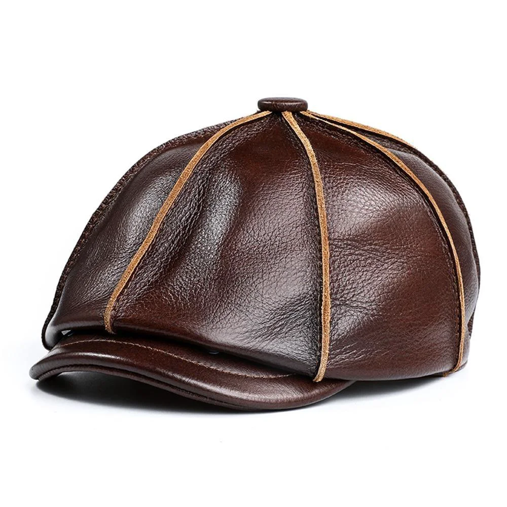Sophisticated Piel Newsboy Gorra con orejeras Classic