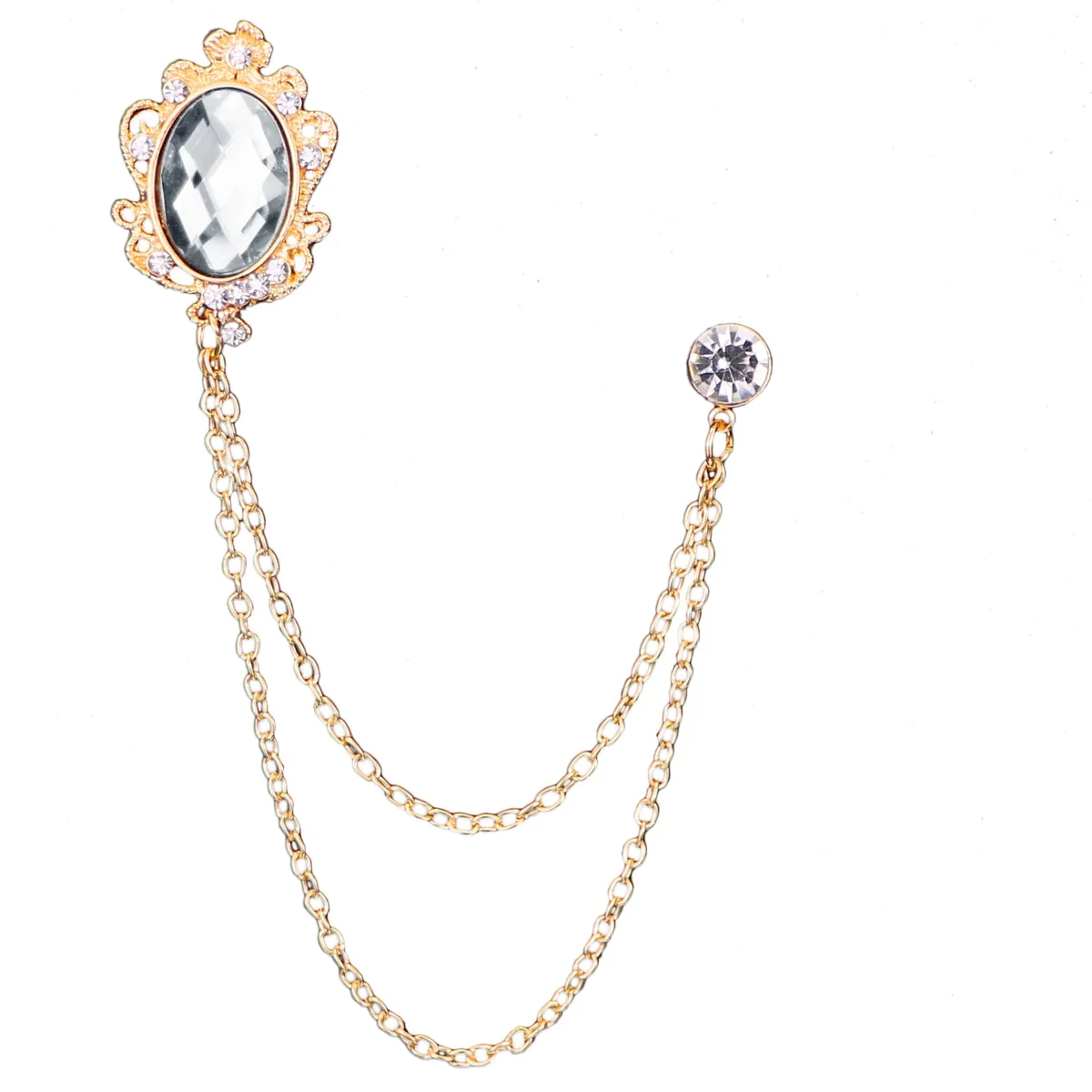 Advanced Broche con borla de cristal dorado Flexible
