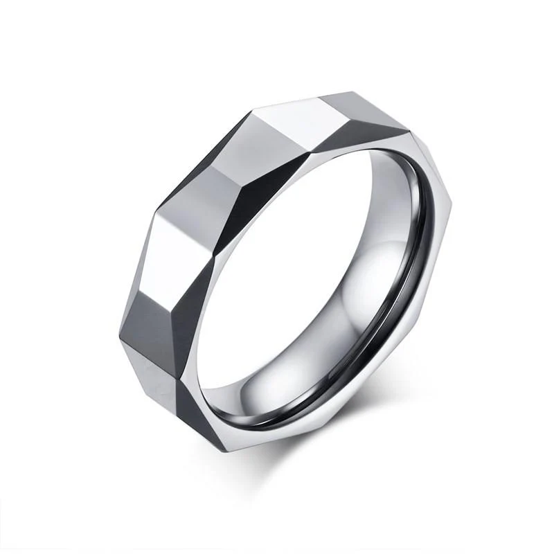 Stylish Anillo rómbico de carburo de tungsteno plateado Sustainable