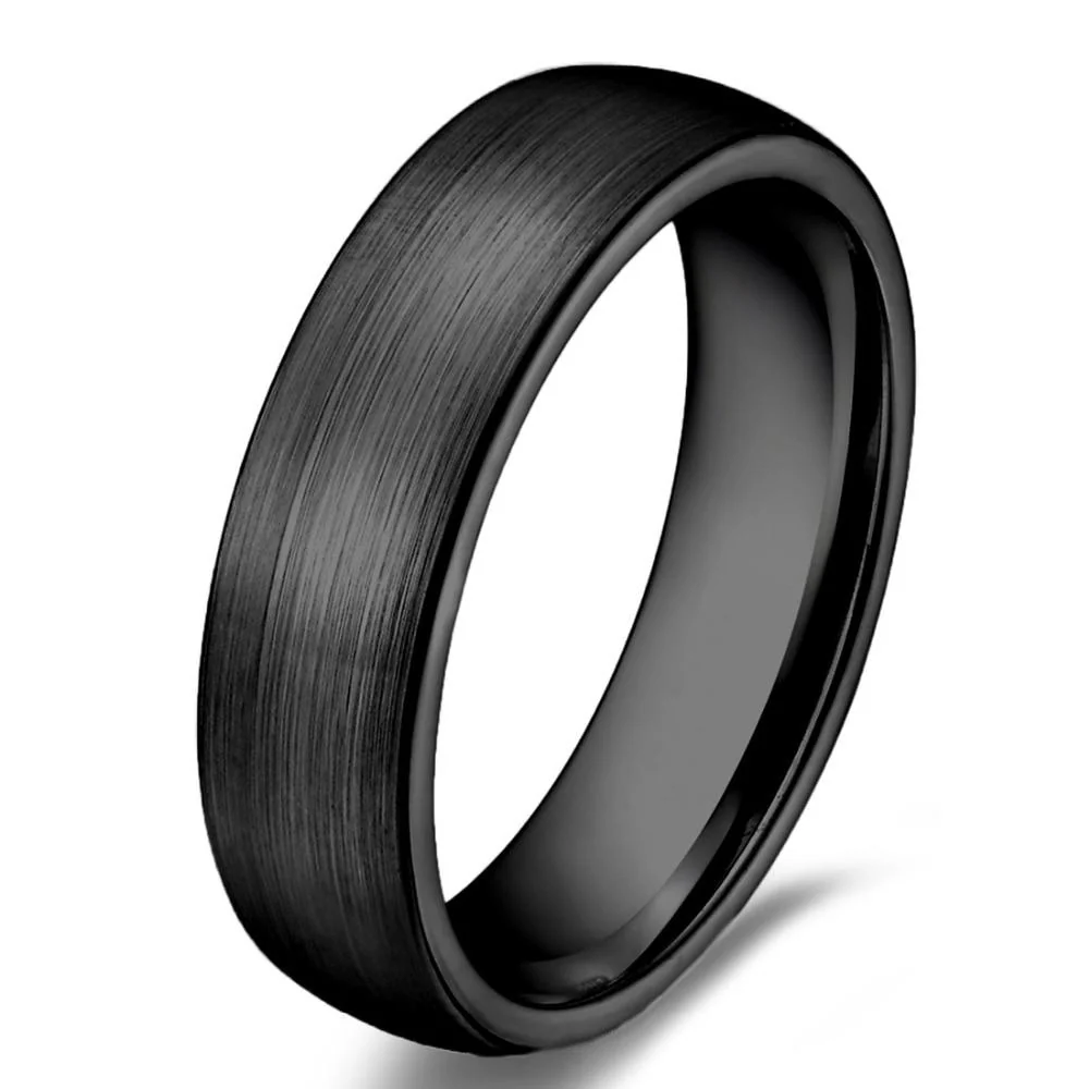Effective Anillo cerámico plano negro cepillado Comfortable