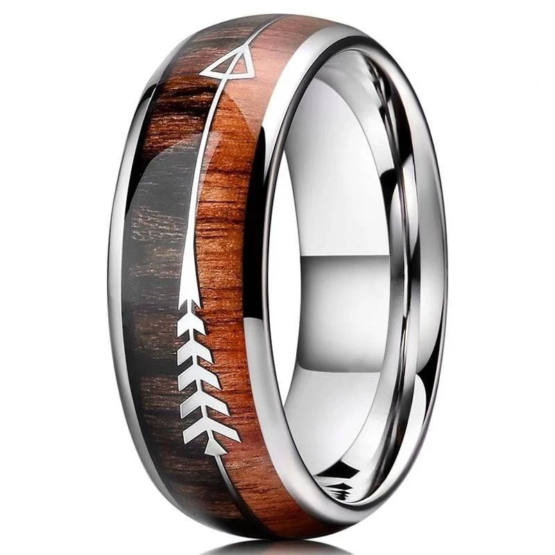 Specialty Anillo de flecha de madera de koa y carburo de tungsteno Classic