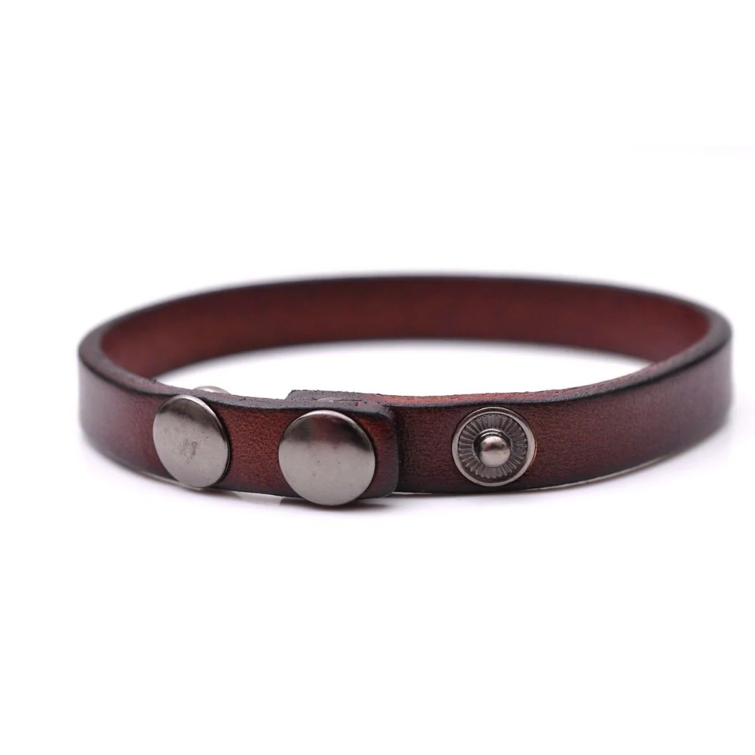 Secure Lennart Pulsera minimalista ajustable de piel de vaca Refined
