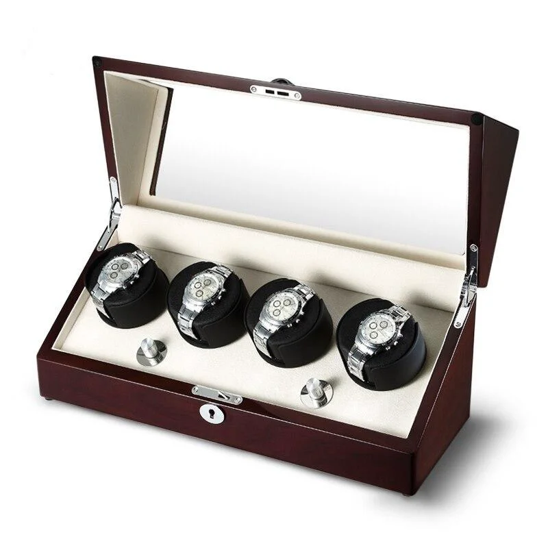 Excellent Frediano Mahagony Watch Winding Display Box 4 Slots Official