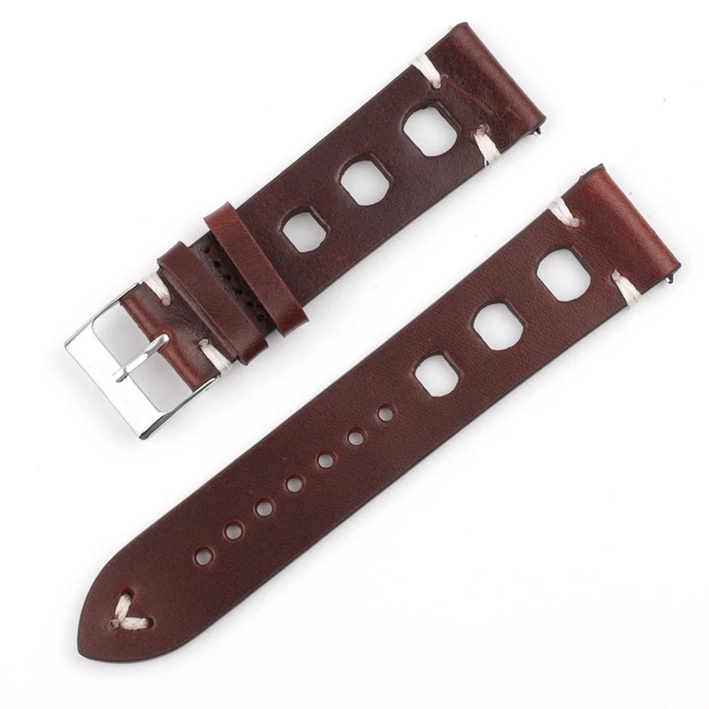Premium Material Hubert Handmade Italian Leather Racing Watch Strap With Tang Buckle Relaxed