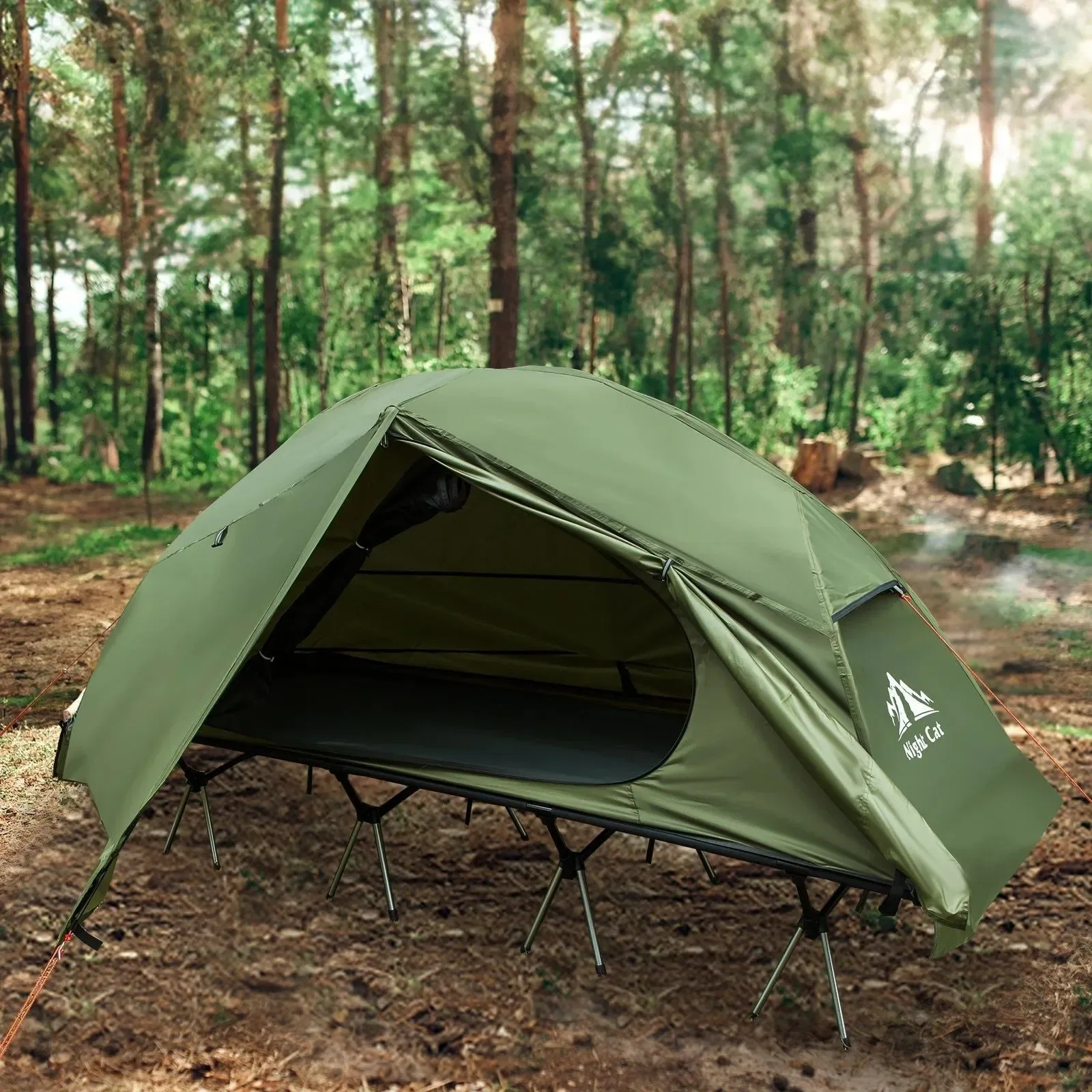 Optimized Night Cat 1-Person Camping Cot Tent – Waterproof Off-Ground Sleeping System with Mosquito Net Aluminum Frame Professional