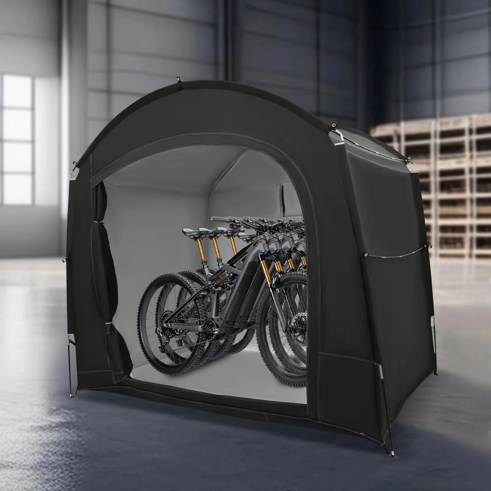Carefully Designed Bike Storage Shed for 1–4 Bikes – Portable Waterproof Bicycle Shelter 210D Oxford 220x150x185cm Classic