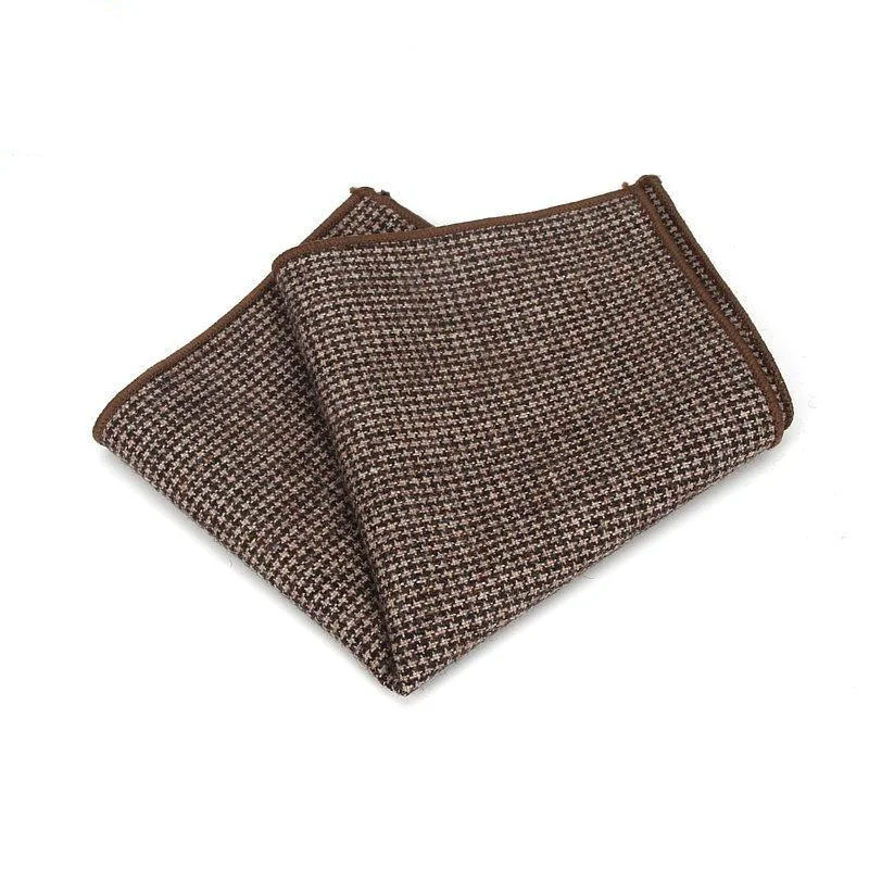Fine Houndstooth Wool Pocket Square Crafted