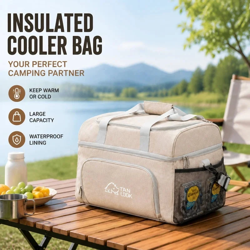 Contemporary Large Capacity Insulated Camping Ice Bag – Portable Hand-Held Thermal Cooler Tote for Outdoor Sports Picnics Camping Easy-to-Use