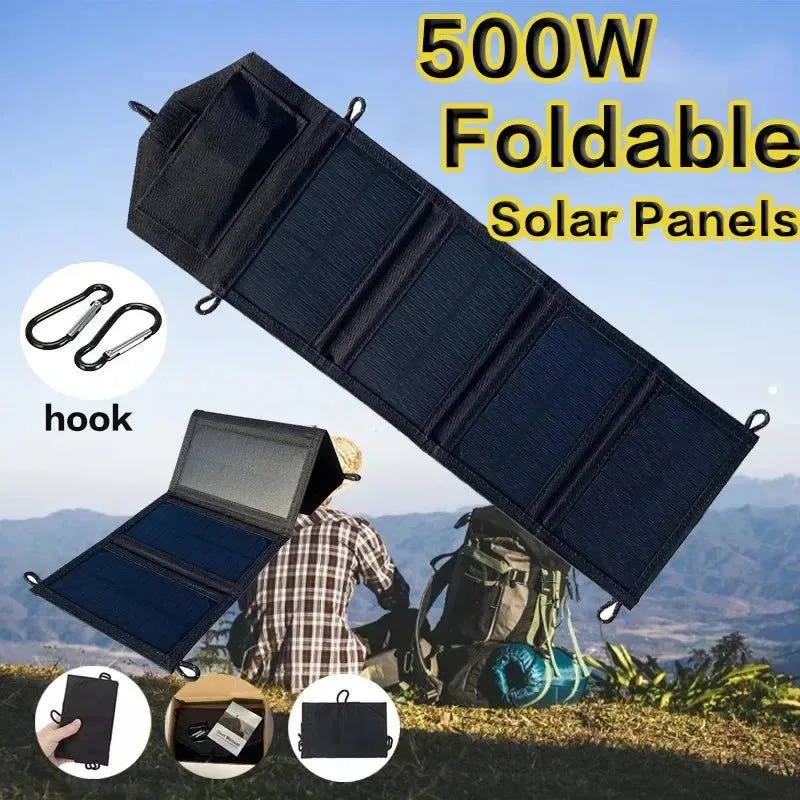 Trendy Panel solar de 500 W 5 V USB portátil impermeable para teléfono móvil banco de energía cargador de batería para exteriores camping senderismo pesca. Effective