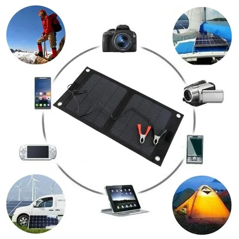 Superior Cargador solar plegable portátil para exteriores de 12 V y 50 W Banco de energía solar plegable para teléfono móvil batería de senderismo con puerto USB High-Grade