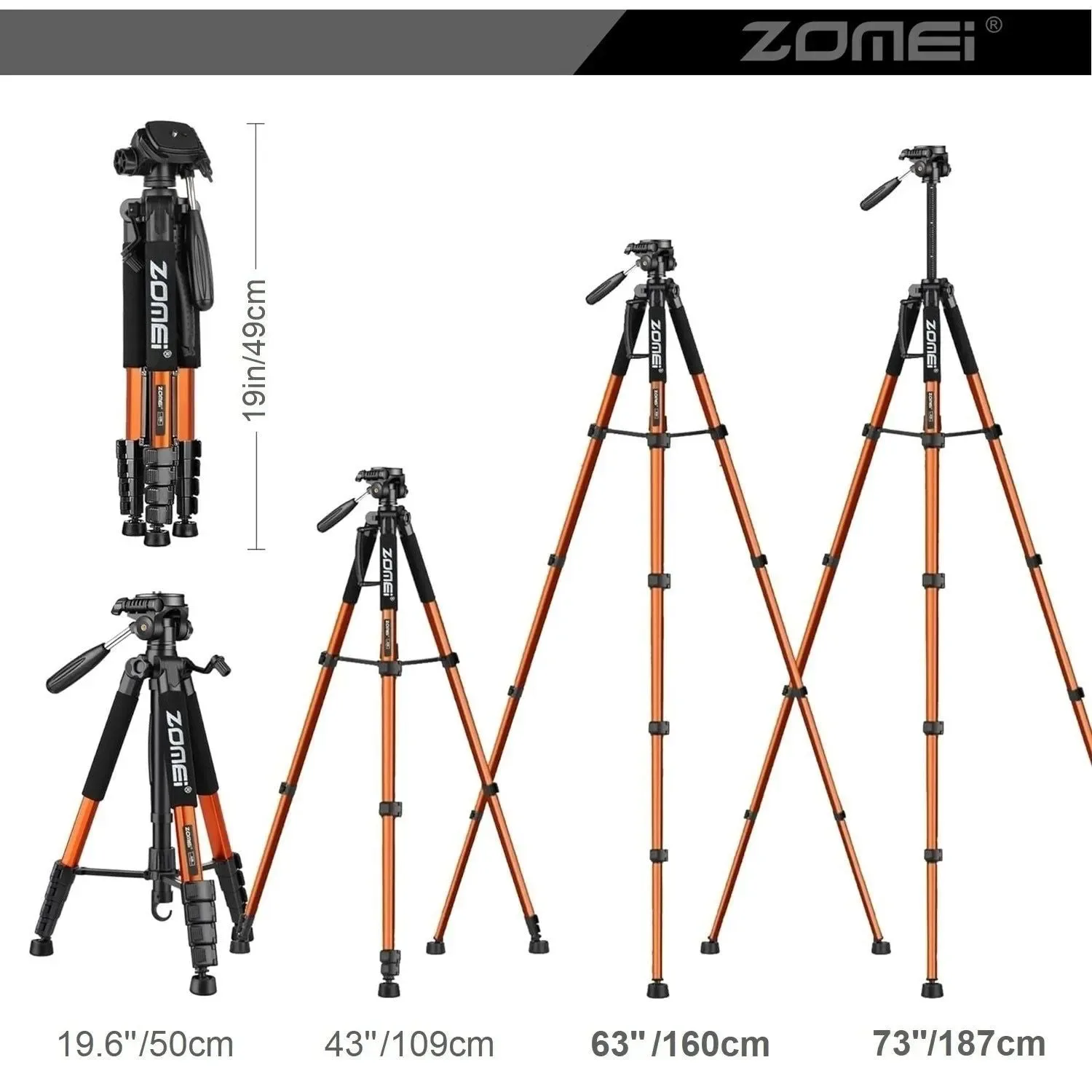 Fast 73.6 Professional Camera Tripod – 5kg Load Aluminum Alloy DSLR Phone Stand Recyclable