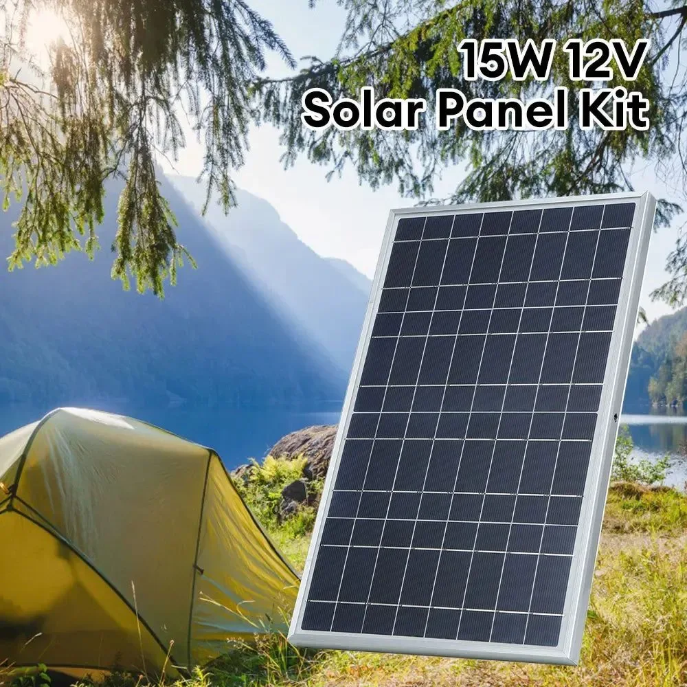 Crafted 12V Solar Panel Kit with Alligator Clip – Portable Waterproof Solar Charger for Camping and Travel Refined