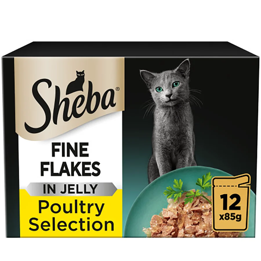Secure Sheba Fine Flakes Adult Wet Cat Food Poultry In Jelly 12x85g High-Quality
