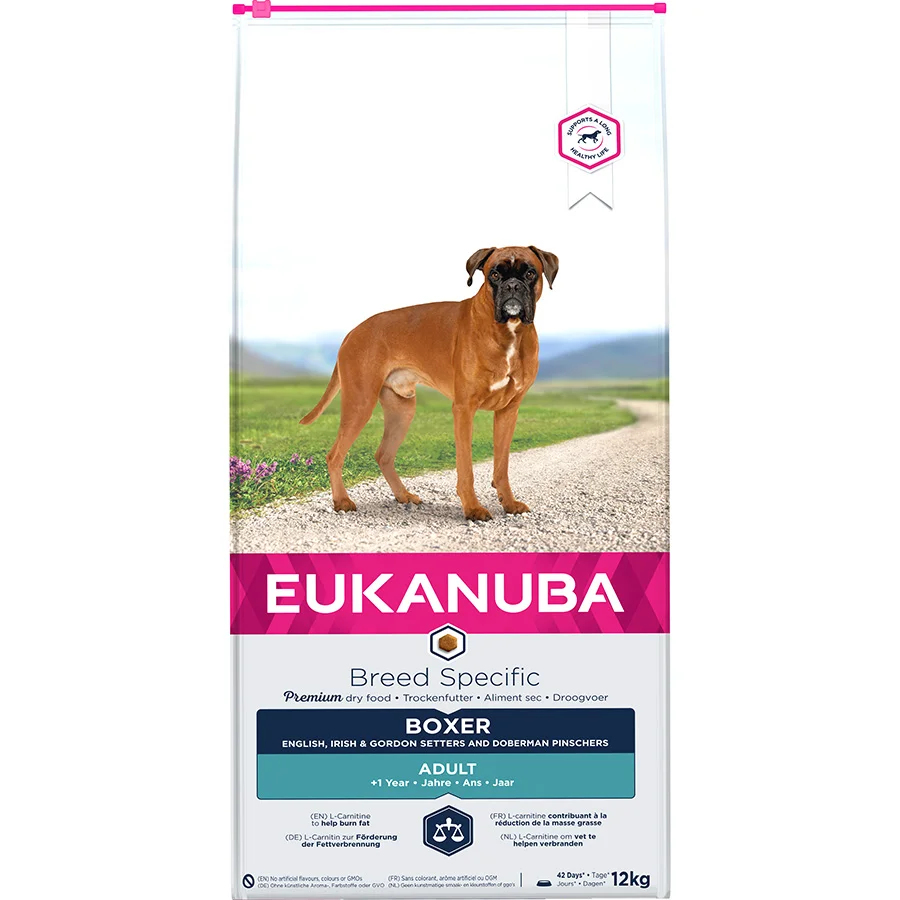 Fine Eukanuba Boxer Adult Dry Dog Food Chicken 12kg Enhanced