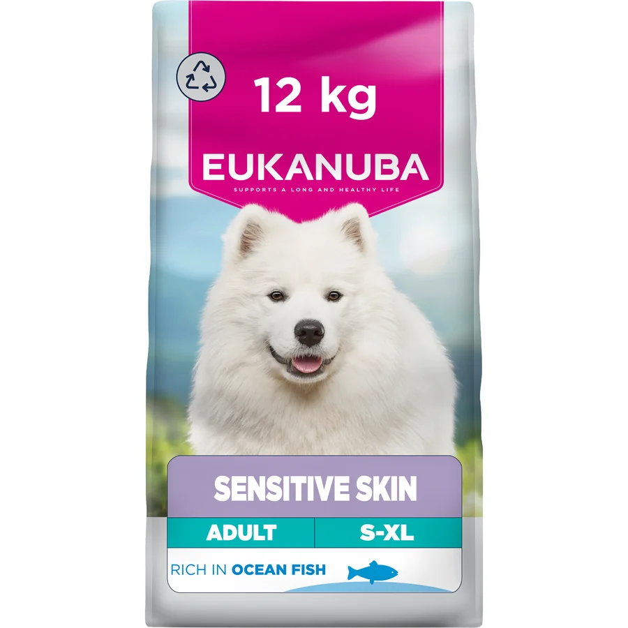 Casual Eukanuba Daily Care Sensitive Skin Adult Dry Dog Food Fish 12kg Healthy