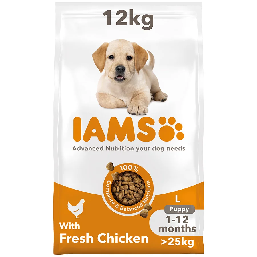 Professional Iams Large Breed Puppy Dry Dog Food Chicken 12kg Solid