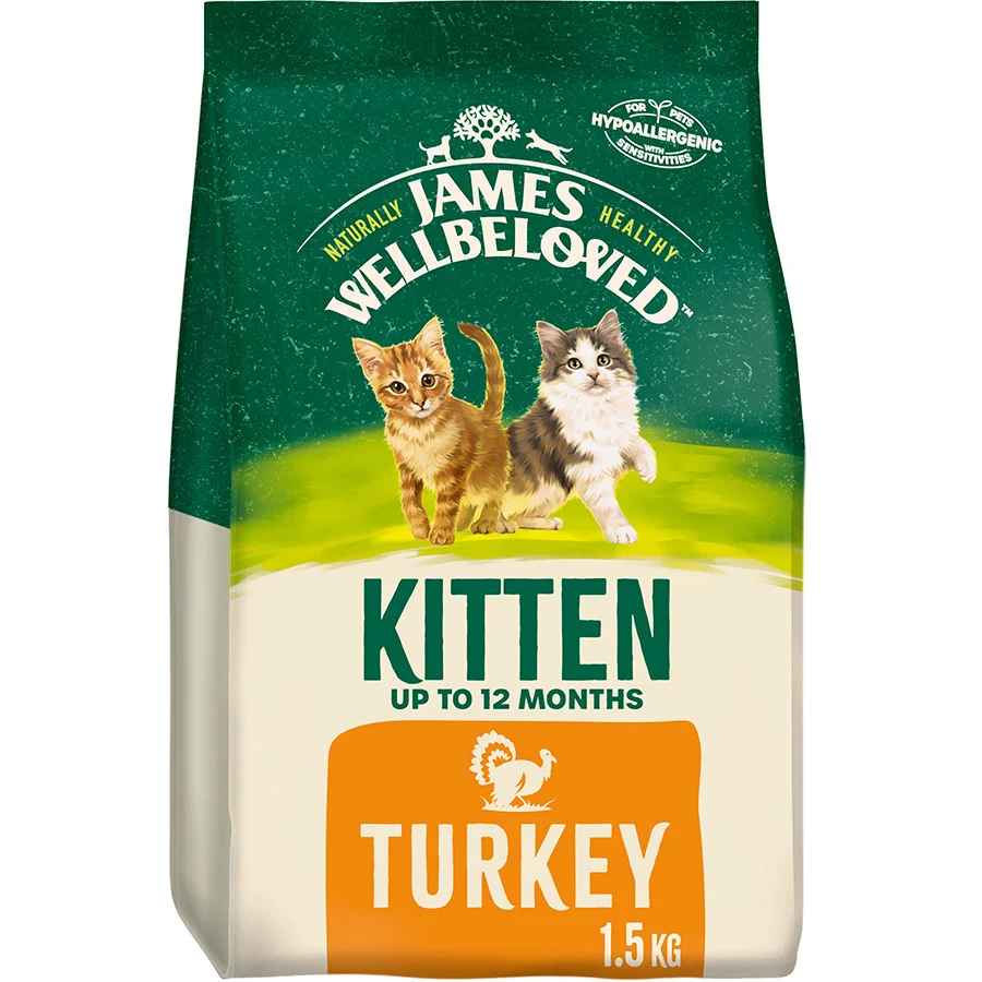 Fine Crafted James Wellbeloved Kitten Dry Cat Food Turkey 1.5kg Consistent