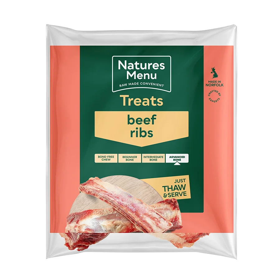Original Natures Menu Frozen Beef Ribs Dog Treat 2 Pack Clean
