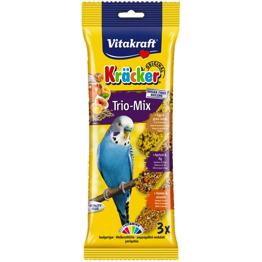 Proven Vitakraft Budgie Kracker with Honey， Egg， Apricot Fig 3 Pack 80g Sustainable