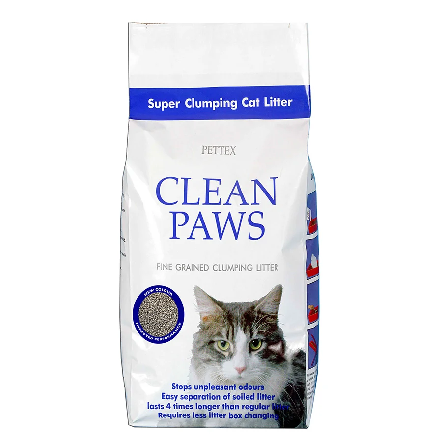 Environmentally Friendly Clean Paws Fine Granule Ultra Clumping Cat Litter 15kg Reusable
