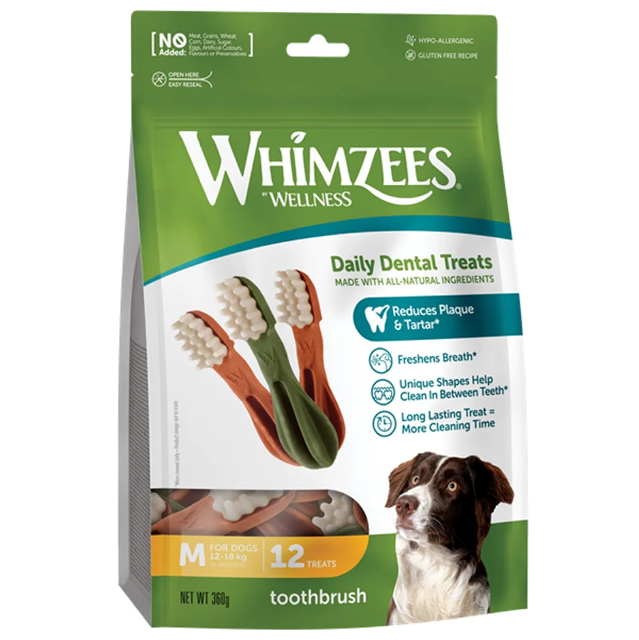 Prestigious Whimzees Daily Dental Toothbrush Medium Dogs 12 Pack 360g World-Class