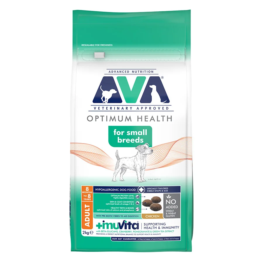 Carefully Designed AVA Optimum Health Small Breed Adult Dry Dog Food Chicken 2kg Healthy