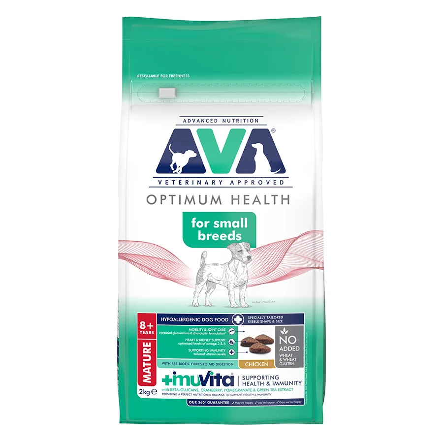 Contemporary AVA Optimum Health Small Breed Senior Dry Dog Food Chicken 2kg Next-Generation