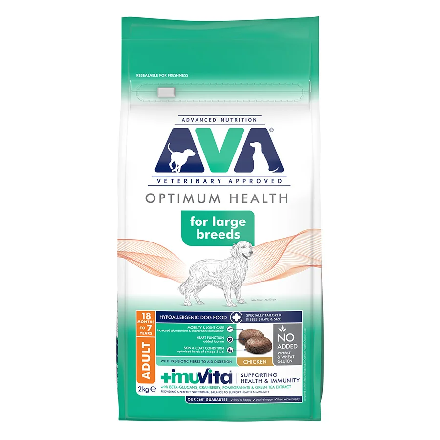 Secure AVA Optimum Health Large Breed Adult Dry Dog Food Chicken 2kg User-Friendly