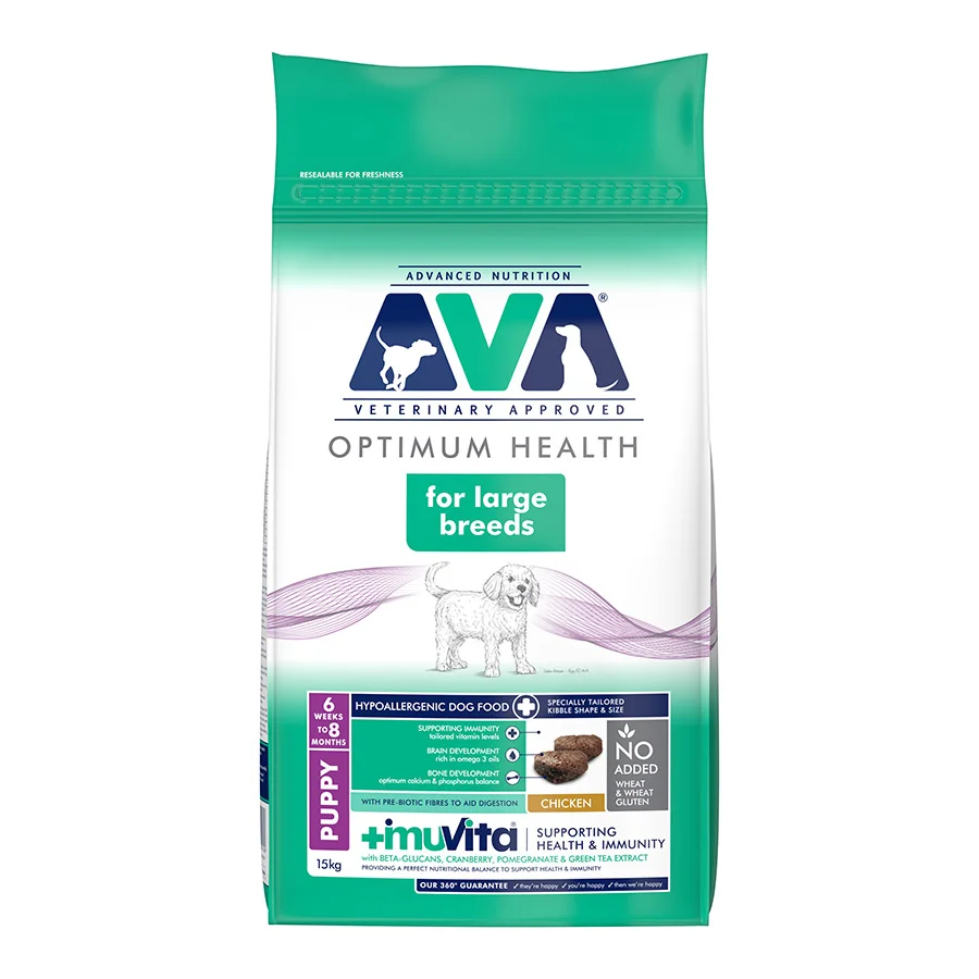 Natural AVA Optimum Health Large Breed Puppy Dry Dog Food Chicken 15kg Trendy