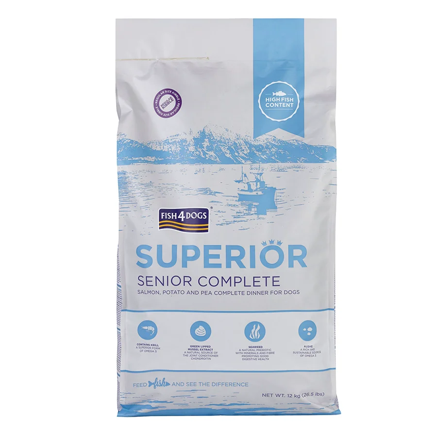 Trusted Fish4Dogs Superior Complete Regular Kibble Senior Dry Dog Food Salmon 12kg Official