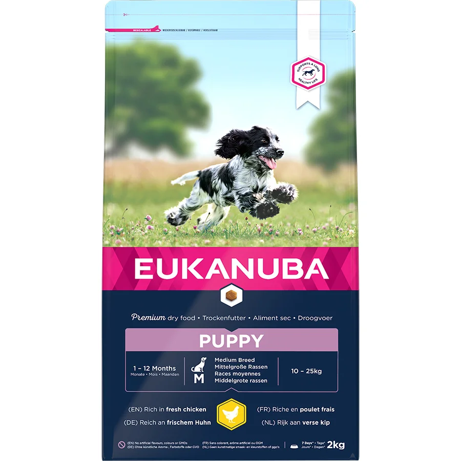 Traditional Eukanuba Medium Breed Puppy Dry Dog Food Chicken 2kg Minimalist