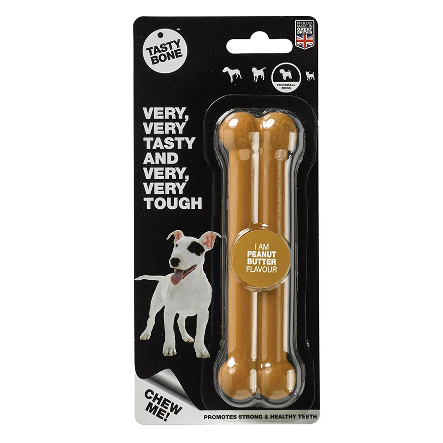 Original TastyBone Peanut Butter Dog Chew Toy Small Medium Dependable