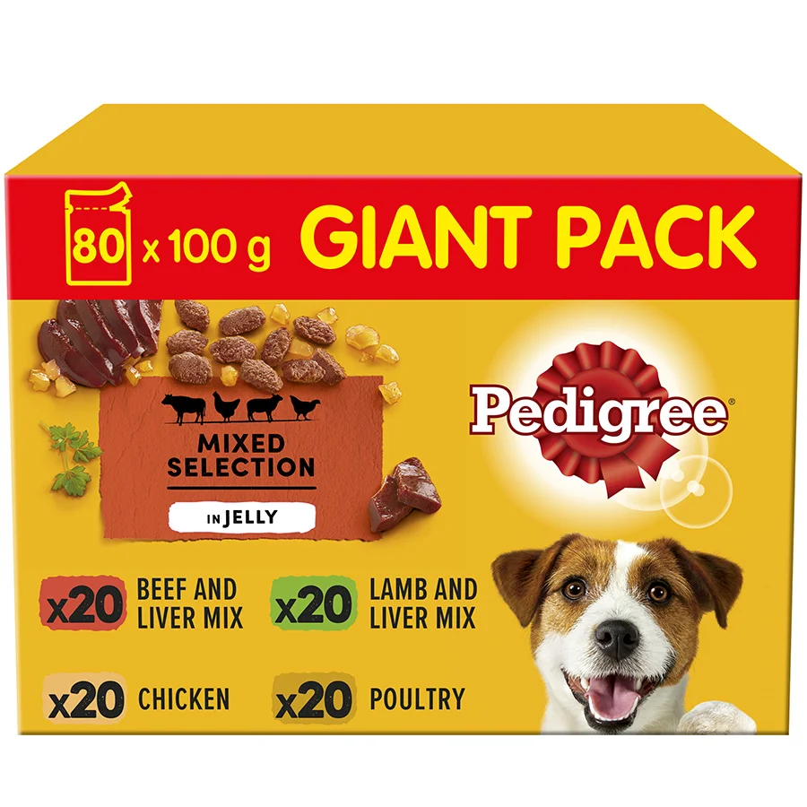 Advanced Pedigree Adult Wet Dog Food Mixed In Jelly Giant 80x100g Detailed