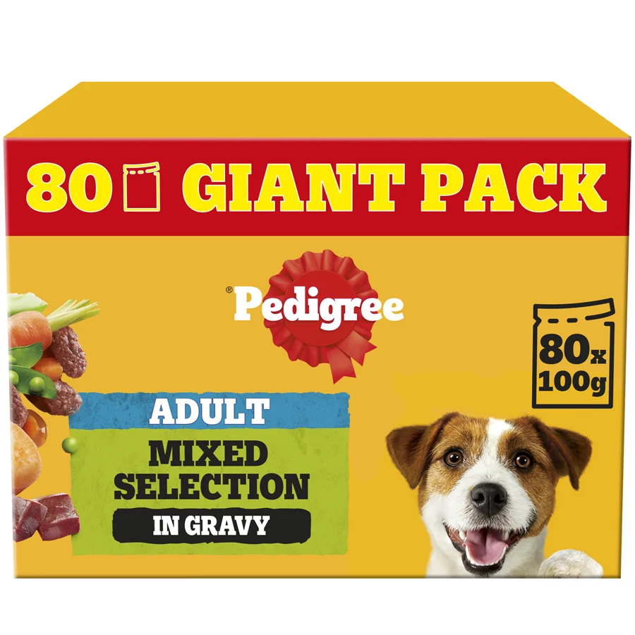 Fashionable Pedigree Wet Adult Dog Food Mixed In Gravy Giant 80x100g Natural
