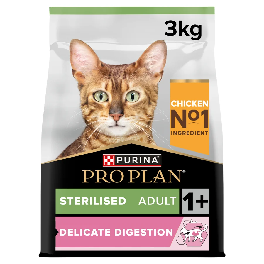 Pure Pro Plan Sterilised Delicate Digestion Adult Dry Cat Food Chicken 3kg Minimalist