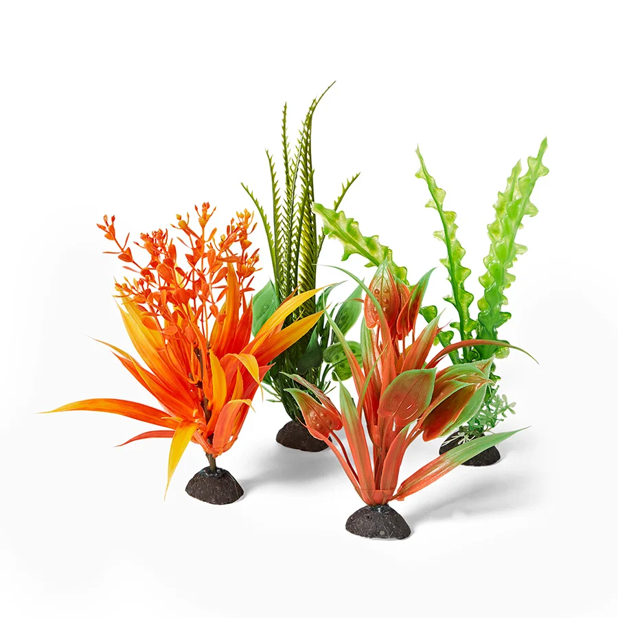 Clean Pets at Home Tropical Style Aquarium Plant Ornament Small Medium 4 Pack Advanced