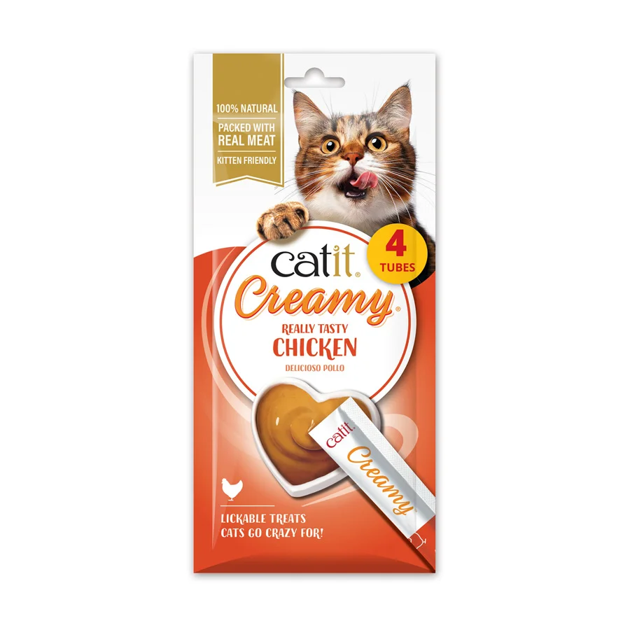 Contemporary Catit Creamy Lickable Cat Treats Chicken 4x10g Breathable