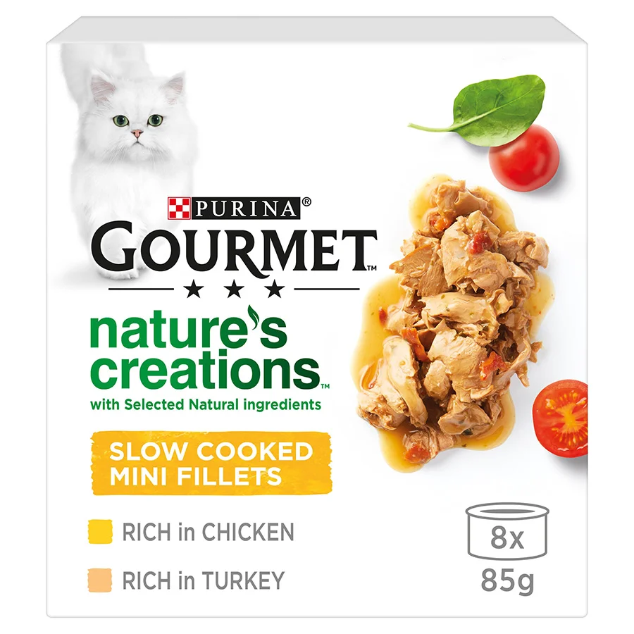 Refined Gourmet Nature x27 s Creations Wet Cat Food Chicken Turkey 8x85g Fast