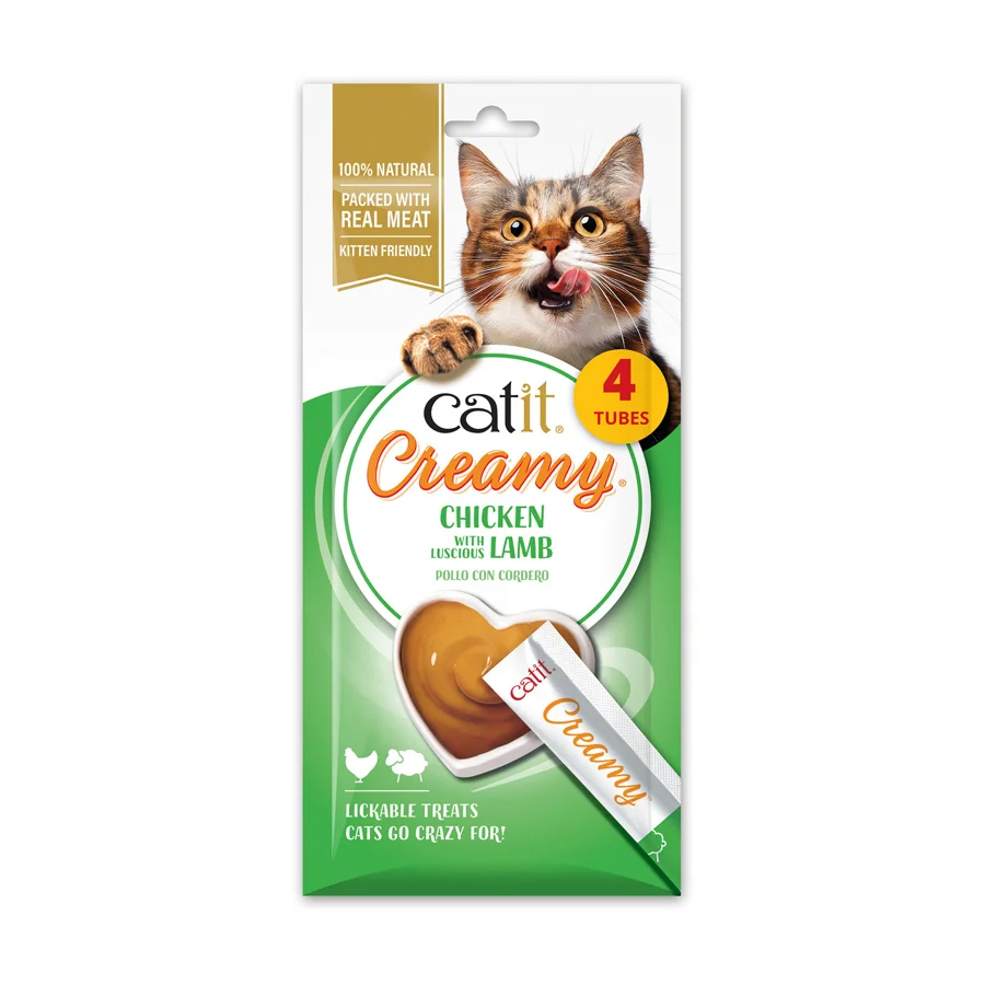 Practical Catit Creamy Lickable Cat Treats Chicken Lamb 4x10g Convenient