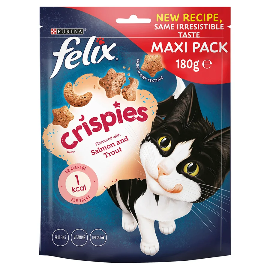 Functional Felix Crispies Cat Treats Salmon and Trout 180g Long-Lasting
