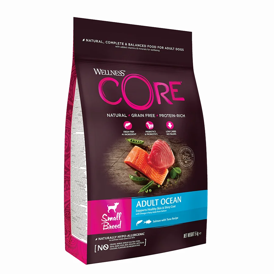 Healthy Wellness Core Complete Small Breed Adult Dry Dog Food Salmon with Tuna 5kg Efficient