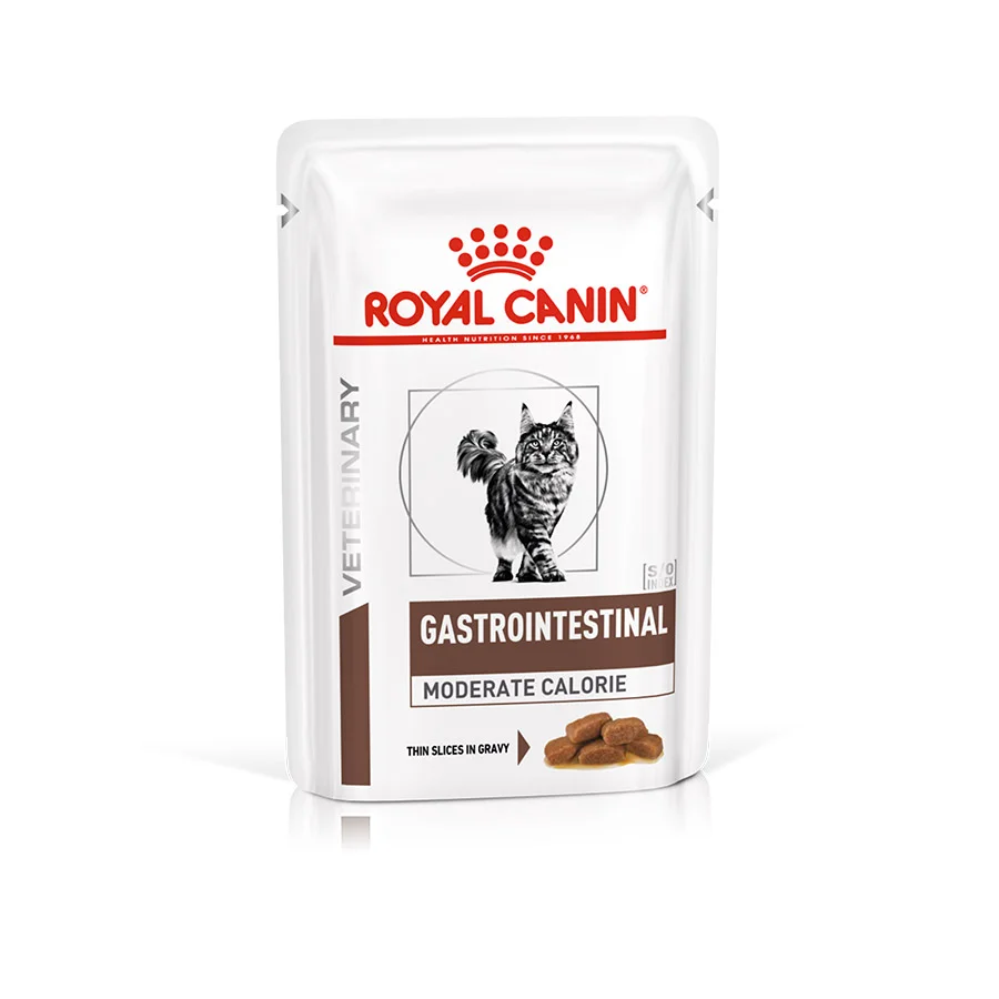 Authentic Royal Canin Vet Gastrointestinal Moderate Calorie Adult Cat Food 48x85g Prestigious