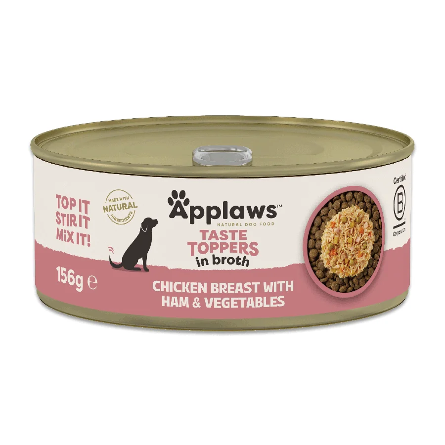 Original Applaws Taste Toppers Wet Dog Food Chicken， Ham Veg Broth 156g Fashionable