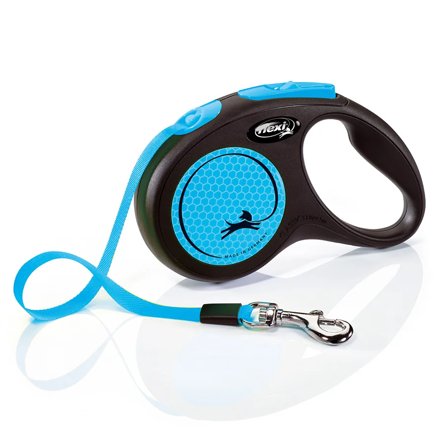 Lightweight Flexi New Neon Extending Dog Lead Tape 5m Blue Small Dependable