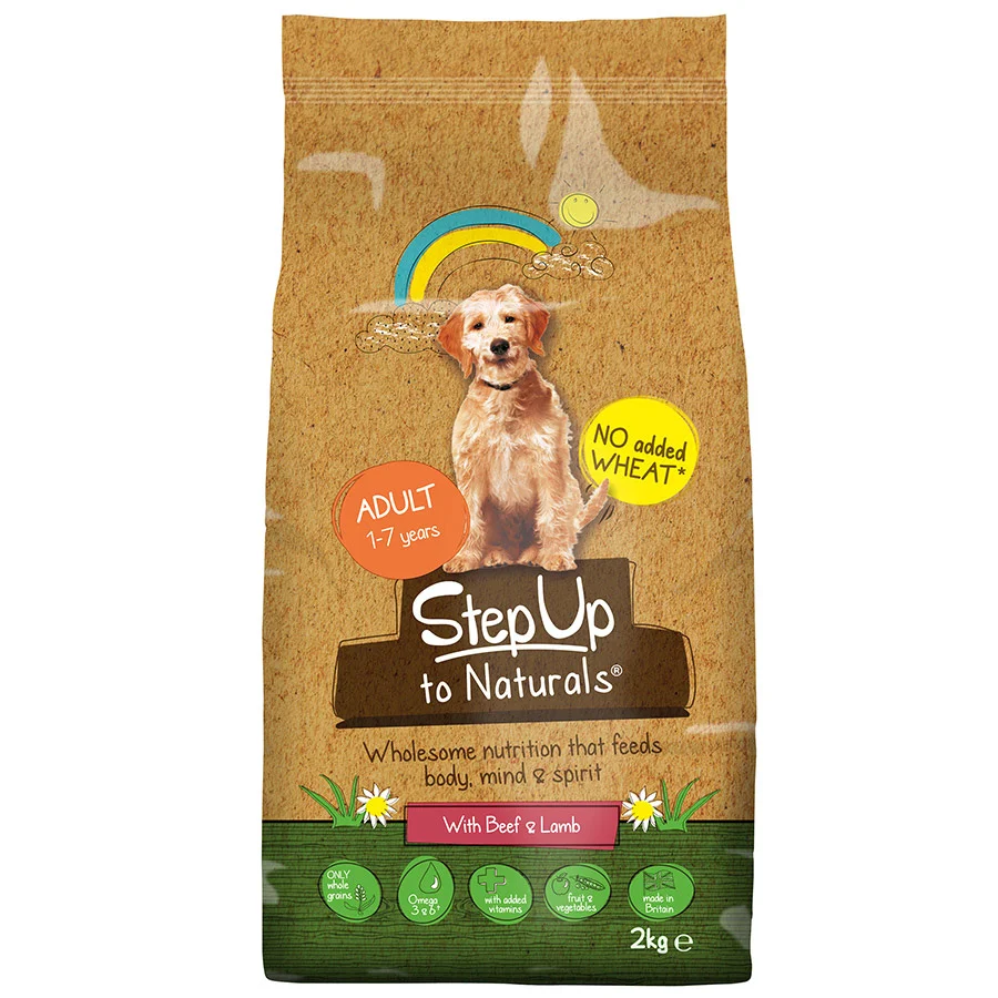Easy-to-Use Step Up Naturals Dry Adult Dog Food Beef Lamb 2kg Trusted
