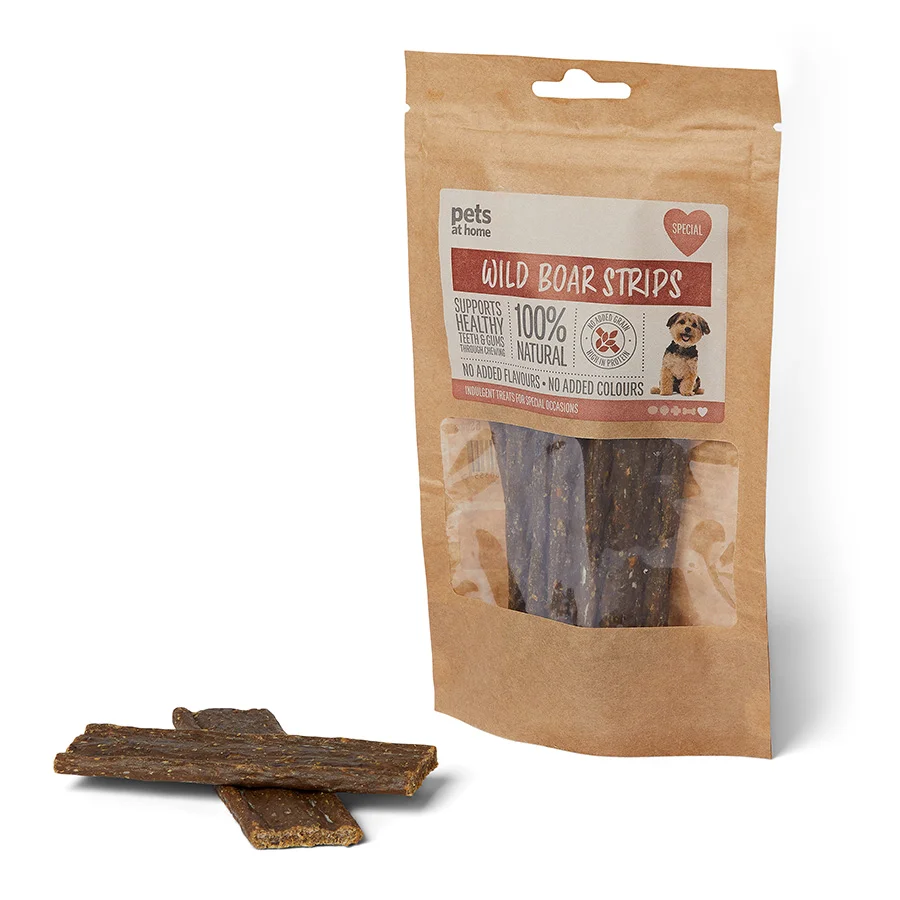 Safe Pets at Home Natural Wild Boar Strips Dog Treat 5 Pack Reliable