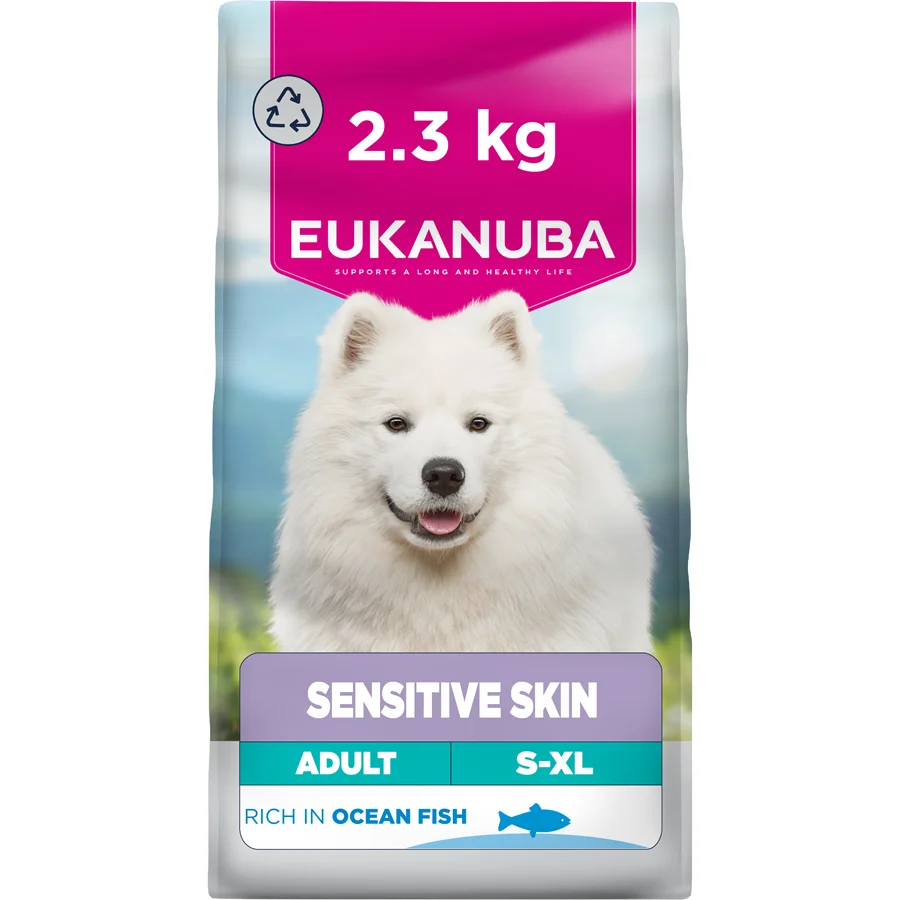 Carefully Designed Eukanuba Daily Care Sensitive Skin Adult Dry Dog Food Fish 2.3kg Versatile
