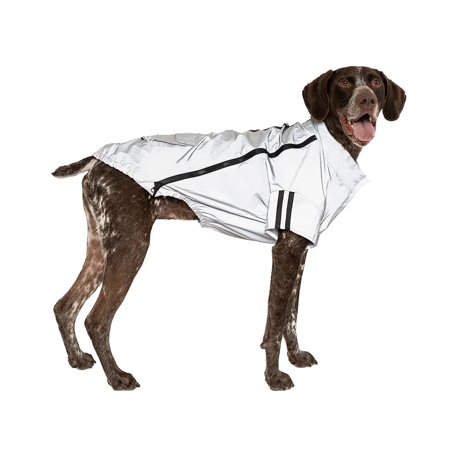 Proven Canada Pooch Night Vision Reflective Jacket Dog Coat Silver Expertly Made