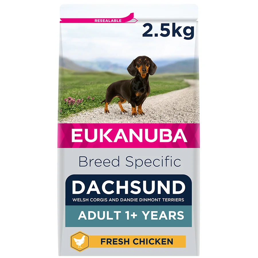 Fine Crafted Eukanuba Dachshund Adult Dry Dog Food Chicken 2.5kg Healthy